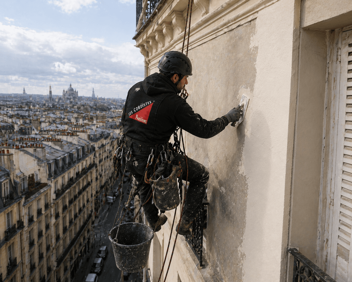Cordiste professionnel en intervention